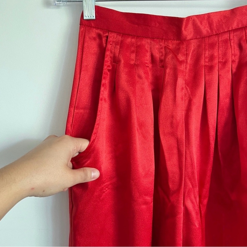 Vintage 80s Patty Woodard Neiman Marcus Red Pleated Trouser Pants Size 4 - Picture 3 of 9